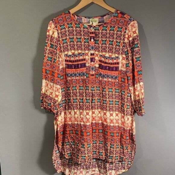 Anthro Fig and Flower Floral Print Tunic Dress - Picture 1 of 13